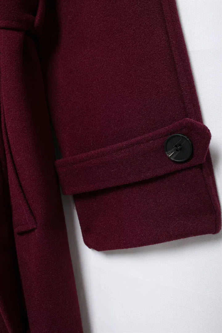 Leonie | Elegant Long Burgundy Coat
