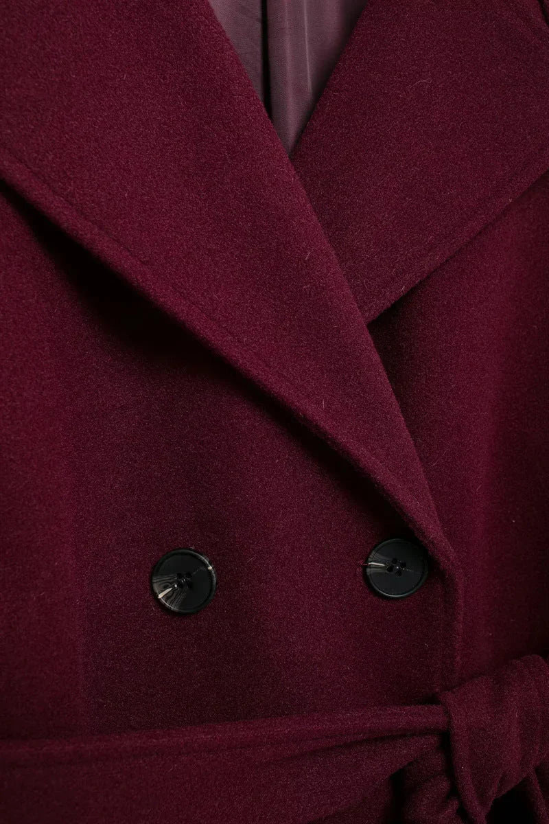 Leonie | Elegant Long Burgundy Coat