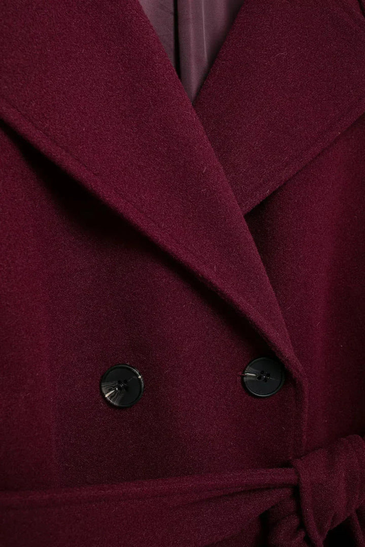 Leonie | Elegant Long Burgundy Coat