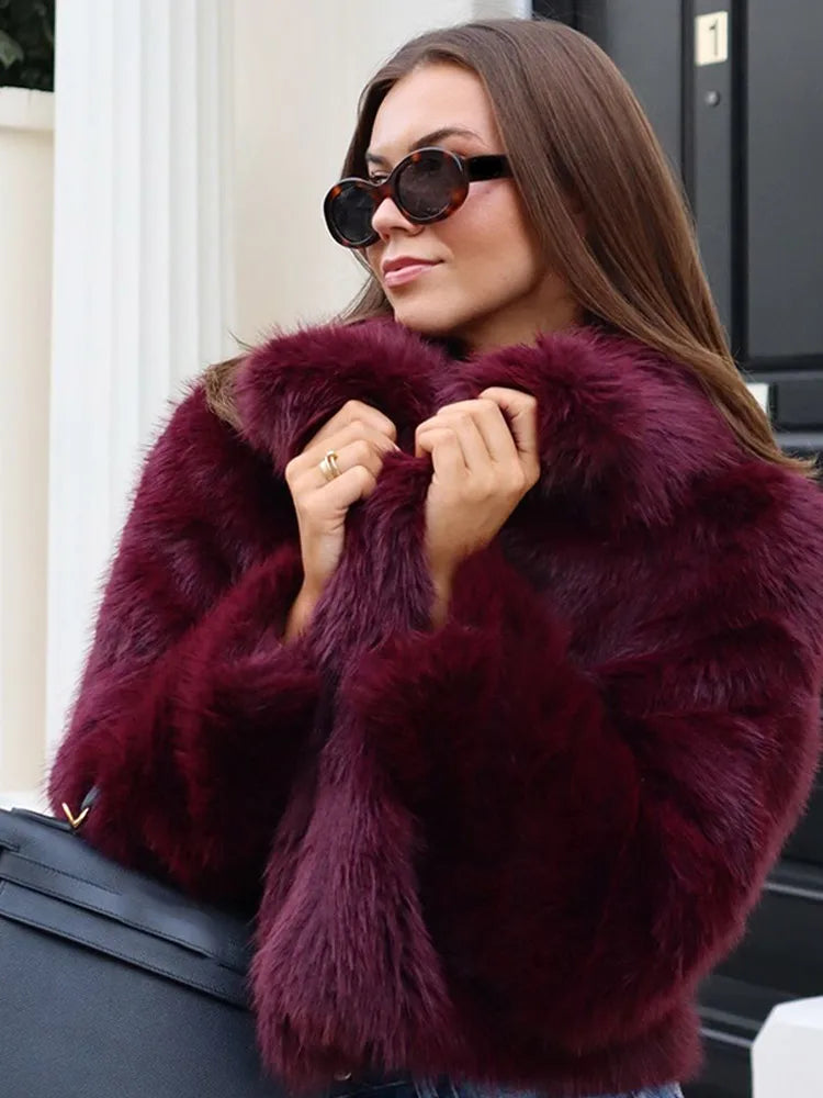 Mia - burgundy fur coat
