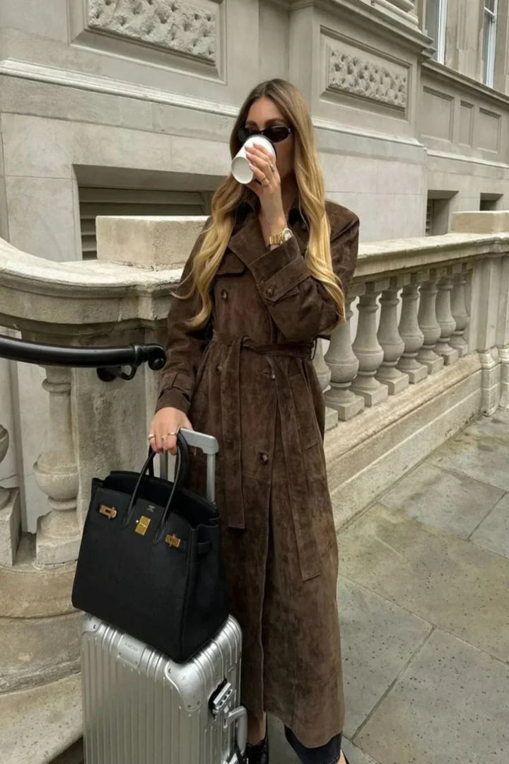 Faela | Suede Trench Coat