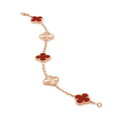 CLOVER | Red Rose Gold Guilloché Bracelet